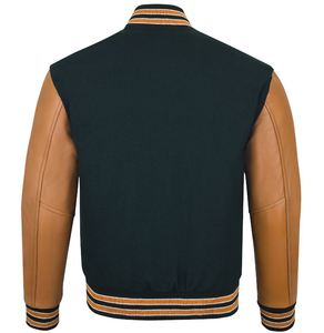 Premium Quality <b>Men's</b> Letterman <b>Bomber</b> <b>Varsity</b> <b>Jacket</b> Genuine Cowhide Leather Waterproof Windproof Breathable Vintage - Product Image 1