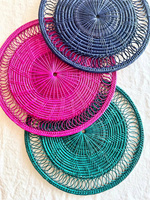 Set de table rond en rotin tissé de qualité supérieure, multicolore, option personnalisée, fait à la main, style bohème, pour table à manger, sous-plat décoratif
