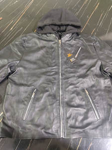 Veste en cuir véritable à capuche de haute qualité, vente en gros, fermeture éclair, veste tendance pour hommes, vestes en peau de mouton décontractées, fabricant - Product Image 5