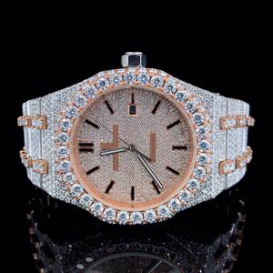 Vente chaude montre-bracelet pour hommes de haute qualité VVS Moissanite diamant bande en acier inoxydable mouvement à Quartz glacé Hip Hop 40mm Antique - Product Image 1