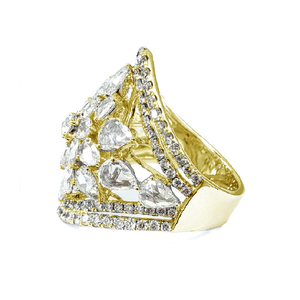 Meilleure fabrication de haute qualité 18K or jaune massif véritable diamant bague de cocktail poire brillante pour dames pour mariage et fête - Product Image 2