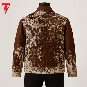 Veste en cuir de vachette vieilli pour homme avec imprimé peau de vache naturelle, imprimé animal, veste en cuir de vache du fabricant - Product Image 5