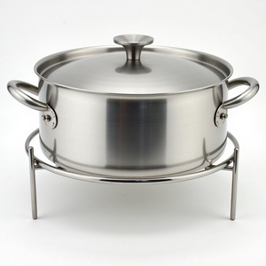 Casserole moderne en acier inoxydable avec couvercle et support de casserole, pot de cuisson et de stockage écologique pour la maison et les restaurants - Product Image 2