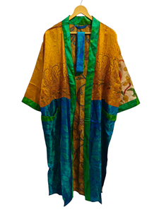 Colorful Bathrobe Soft <b>Kimono</b> Night Wear <b>Long</b> <b>Robe</b>, Handmade Indian Vintage Silk Sari <b>Kimono</b>, - Product Image 5