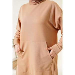 Tunique double fil à poche kangourou Latte - Product Image 3