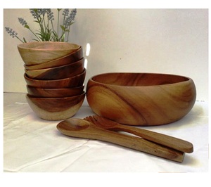 Made in India Small Acacia Wood Salad Server Set with 2 Turners Sustainable Handmade Utensils Freezer Safe - Product Image 4
