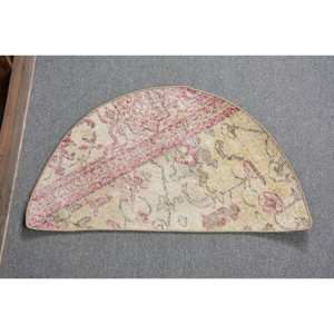 Tapis Vintage en Laine Turque 2.5 X 1.5ft Classique Beige Rouge Accents Grande Surface Rectangle Patchwork Design pour Couloir pour Décoration de Chambre - Product Image 1