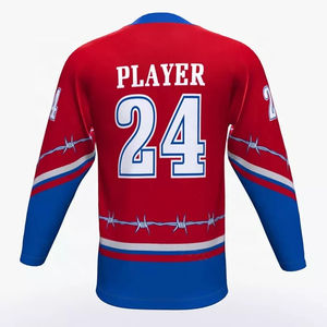 Maillot de hockey sur glace personnalisé OEM couleur uniforme impression par sublimation respirant antibactérien 100% polyester design personnalisable - Product Image 4