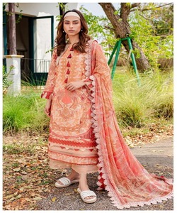 ชุดราตรีชุด pakistani salwar kameez สำหรับผู้หญิงผ้าฝ้ายพิมพ์ลายสีขาวในสนามหญ้าเสื้อลำลองและ dupatta - Product Image 5
