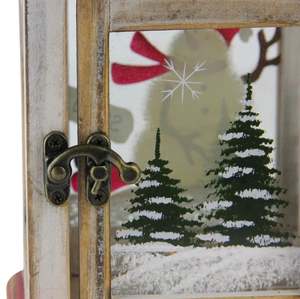 Farol de madera rústico rojo y marrón para velas, decoración navideña para interiores y exteriores, fiestas, decoración de Año Nuevo, hecho a mano en India. - Product Image 2