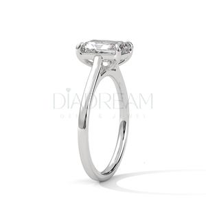 Elegante anillo de bodas de plata de ley 925 con corte esmeralda Solitaire VVS Clarity Leb Grown Diamond Joyería de tamaño personalizado - Product Image 5