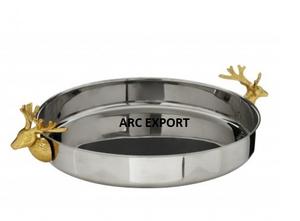 Bandeja para servir comida de Color negro de diseño moderno con 2 asas de Metal fuerte dorado para el hogar, Hotel y restaurante, bandeja para servir chocolate - Product Image 5