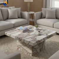 Mesa de Centro Redonda Moderna de Alta Gama, Mármol Rojo Natural para Muebles de Hogar, para Sala de Estar o Dormitorio