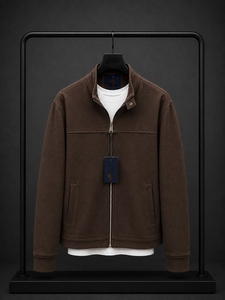 <b>Men's</b> <b>White</b> Cotton Puffer <b>Jacket</b> Stand Collar Zipper Closure Casual Knitted Solid Color Winter Wear Waterproof Nonwoven Front - Product Image 4