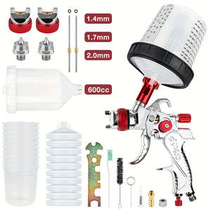 Kit de Pistola de Pulverización HVLP 2008 con Boquillas de 1.4/1.7/2.0MM, 10 Vasos Desechables de 600ML, Cepillo de Limpieza, Llave Inglesa, Tipo de Alimentación por Gravedad - Product Image 1