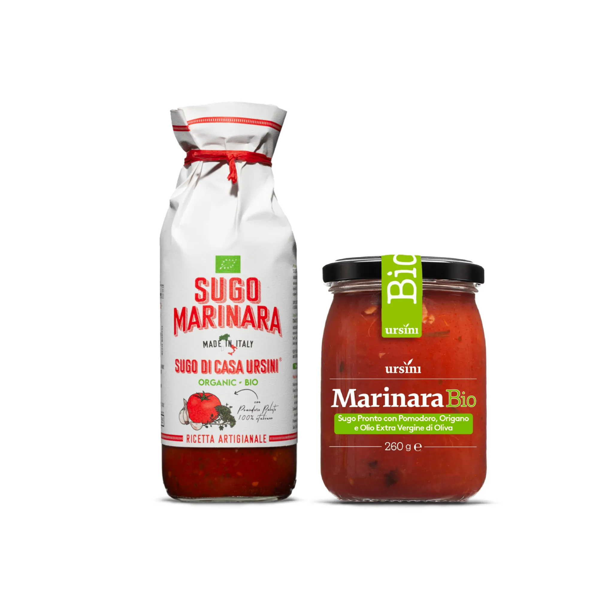 Ursini Couple Italian Bio Organic Sauces dengan Tomat dan Oreano 260 G dan 500 Ml untuk Ritel