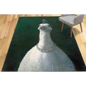 Tapis Paon avec Perles : Tapis d'appoint antidérapant, Tapis en chenille - Product Image 1