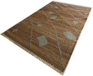 High Quality Indian Wool Jute Handwoven <b>Flat</b> Pile Area <b>Rug</b> Durable Heavy Traffic Abstract Pattern for Door Logo Factory Use - Product Image 3