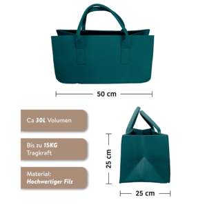 Sac en feutre bleu pétrole pour bois de chauffage extérieur, organisateur de vêtements polyvalent - Product Image 1