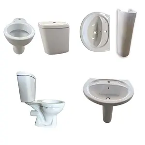 Set Empat potong keramik kamar mandi, kursi Toilet dan wastafel dengan alas warna putih 4 potong Set WC atau wastafel
