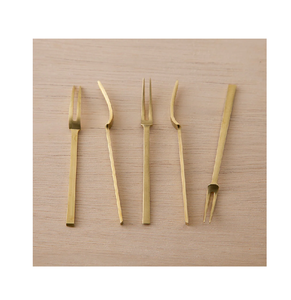 Fourchette cuillère en laiton longue poignée faite à la main doré poli papillon fini conception Dessert cuillère ensemble de vaisselle - Product Image 2