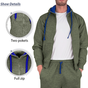 Chándal de invierno transpirable de corte regular con cremallera para hombre, nuevo diseño, de secado rápido, de talla grande, con patrón sólido - Product Image 3