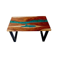 Table basse supérieure en bois de résine époxy avec support Table basse en bois de rivière en résine époxy en gros Table élégante au design unique