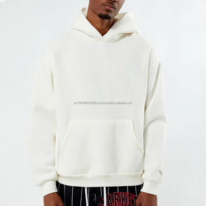 Sweat-shirts à capuche unisexes de luxe sur mesure de haute qualité, poids lourd, 100% coton molletonné, tissu éponge français, coupe ample et courte pour hommes - Product Image 1