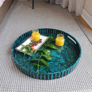 Bandeja redonda al por mayor con madreperla, bandeja para servir de mármol y madera de tamaño personalizado para alimentos, fabricada en Vietnam para Eid Mubarak - Product Image 5