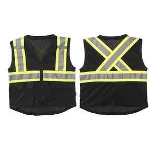 Partner B2B Services Mesh Breathable Security Reflective Strip Adults <b>Black</b> Safety <b>Vest</b> With Pockets - Product Image 3