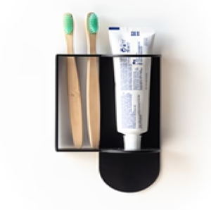 Soporte para cepillo de dientes de metal con acabado cromado negro Elegante y pulido Ideal para baños contemporáneos Casas y hoteles a precios a granel - Product Image 5