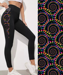 Pantalons de yoga pour femmes en gros, doux comme du beurre, extensibles, écologiques, personnalisés avec un motif de chien, taille haute avec poche triangulaire, leggings - Product Image 3