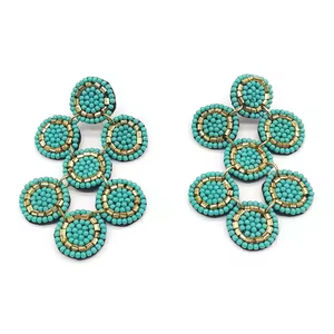 Boucles d'oreilles longues en perles de conception Boucles d'oreilles en perles de rocaille de qualité Boucles d'oreilles en perles de conception personnalisée pour cadeau - Product Image 1