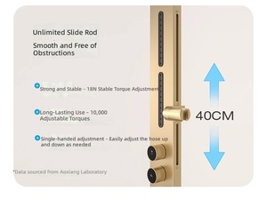 Système de <span class=keywords><strong>douche</strong></span> moderne de luxe léger tout <span class=keywords><strong>en</strong></span> laiton chromé avec écran numérique intelligent de température, multifonction haute pression pour appartement - Product Image 3