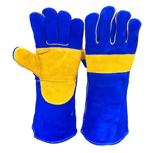 Heat Resistance For Men Professional Services With Solid Yellow And Blue Color For Men Welding Gloves By KOKAL SPORTS