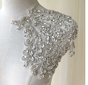 แพทช์ดอกไม้โพลีเมชสำหรับสุภาพสตรีเครื่องประดับเสื้อผ้างานเย็บปักพลอยเทียมงานตามสั่งสำหรับงานแต่งงาน - Product Image 4