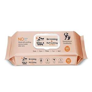 Toallitas Húmedas para Perros y Gatos Wag & Wipe, Toallitas Refrescantes para Mascotas con Aloe Vera y Agua de Coco - Product Image 1
