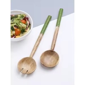 Ensemble de serveurs à salade en bois massif pour salade, soupe, fruits épicés, mélange, décoration de table, ensemble de serveurs à salade en bois léger - Product Image 4