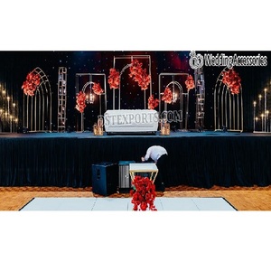 Destacado escenario de recepción soportes de fondo de Metal boda arco de Metal telón de fondo decoración de escenario ceremonia de boda árabe Configuración de telón de fondo - Product Image 1