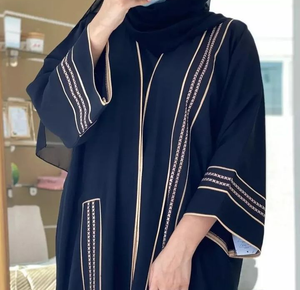 High Quality Custom Made Modest Abaya Designs Chiffon Fabric Embroidered Natural Waistline Wholesale Price for Special Occasions - Product Image 1