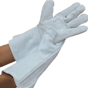 Guantes de trabajo de precisión de arco de hilo Kevlar de 14 pulgadas, guantes de seguridad de soldadura TIG de cuero dividido amarillo con características resistentes al calor - Product Image 1