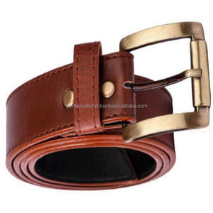 Cinturón Casual de Cuero Genuino 100% de Primera Calidad en Acabado Marrón con Costuras Resistentes y Hebilla de Latón con Rodillo - Product Image 3