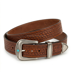 100% Real Leather Western <b>Belts</b> Manufacturer Custom Design Embossed <b>Tooling</b> Genuine Cowhide Cowboy <b>Belt</b> for Men - Product Image 2