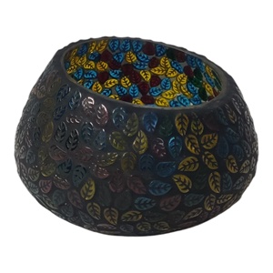 เชิงเทียนที่ให้คำปฏิญาณอย่างว่างเปล่าหรูหราที่วางเทียนที่มีสีสันลายใบไม้โมเสคแก้วโคมไฟเหยือกแก้วฟองทำด้วยมือของตกแต่งบ้าน - Product Image 5