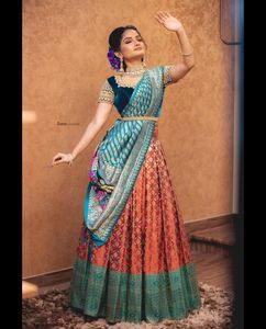 Indiase Traditionele Kleding Kanjiveram Zijde Half <span class=keywords><strong>Lehenga</strong></span> <span class=keywords><strong>Saree</strong></span> Voor Vrouwen Verkrijgbaar Tegen Exportprijs Van India