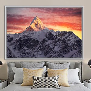 Toile imprimée : Tableau Ciel au lever du soleil - Ama Dablam Peak, 1P : encadré blanc - Product Image 1