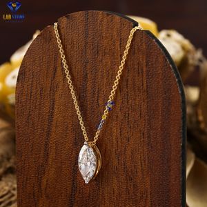 1.02 TDW pendentif diamant taille marquise avec chaîne pendentif solitaire en or rose 18 carats Cvd diamant bijoux fins - Product Image 2