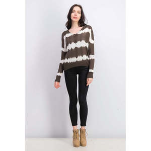 Maglione Tie-Dye da Donna Crave Fame, Verde, Taglia Media, con Colletto a Fiocco e Logo Frontale, Casual, Traspirante, Invernale - Product Image 1