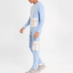 Ensemble de survêtement pour homme, sweat-shirt à col rond bleu clair, pantalon long, réversible, respirant, extensible dans quatre directions, coupe régulière - Product Image 3