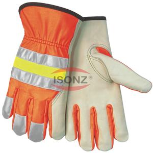 Guantes de Seguridad de Alta Visibilidad con Palma de Cuero y Función Anti-Impacto, Guantes Personalizados para la Construcción - Product Image 1